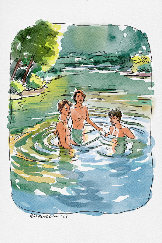 Idyllic Sapphic Scene on a River