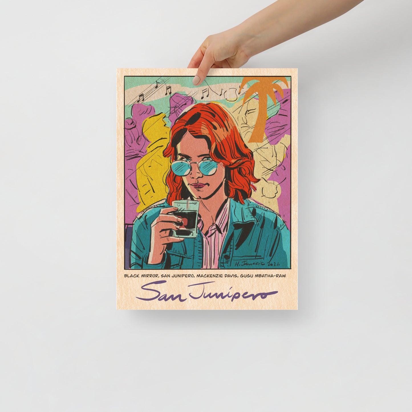 Yorkie with drink - San Junipero poster
