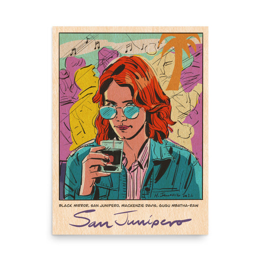 Yorkie with drink - San Junipero poster
