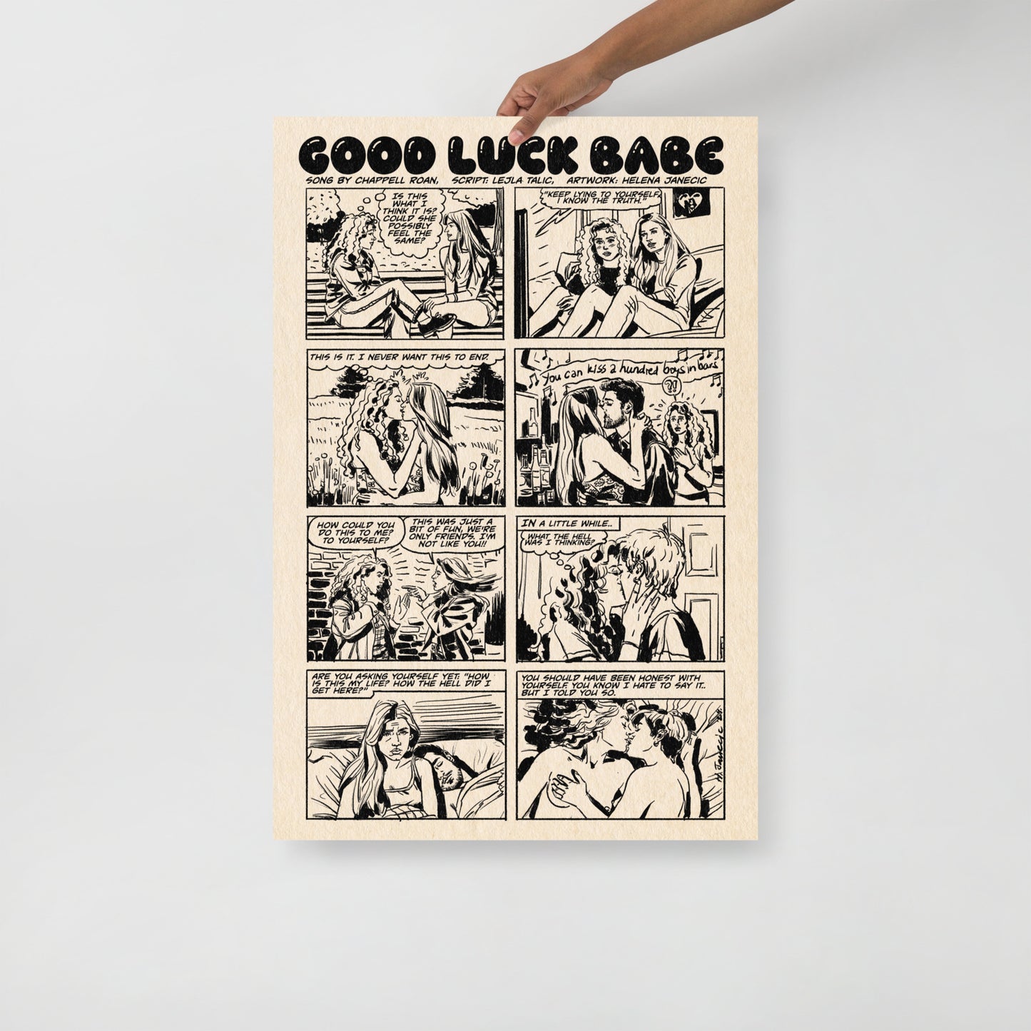 Good Luck Babe! Black and White Poster