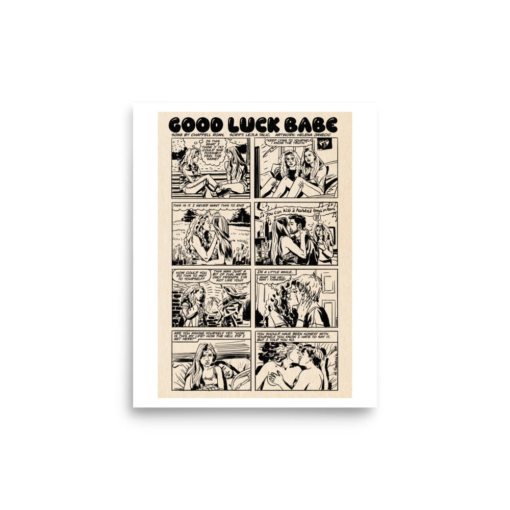 Good Luck Babe! Black and White Poster