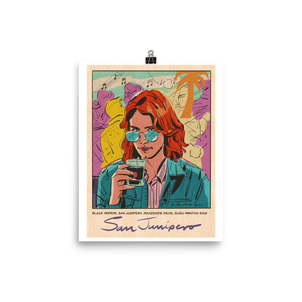 Yorkie with drink - San Junipero poster